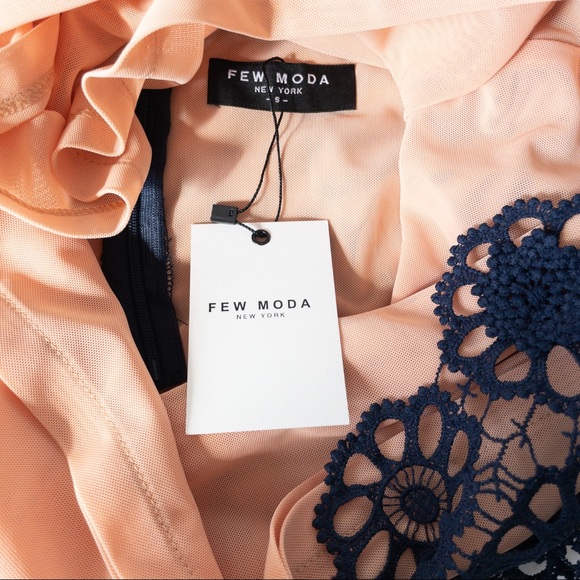 NWT Few Moda Blue and Black Floral Lace Embroidered Short Sleeves Dress - Picture 8 of 8